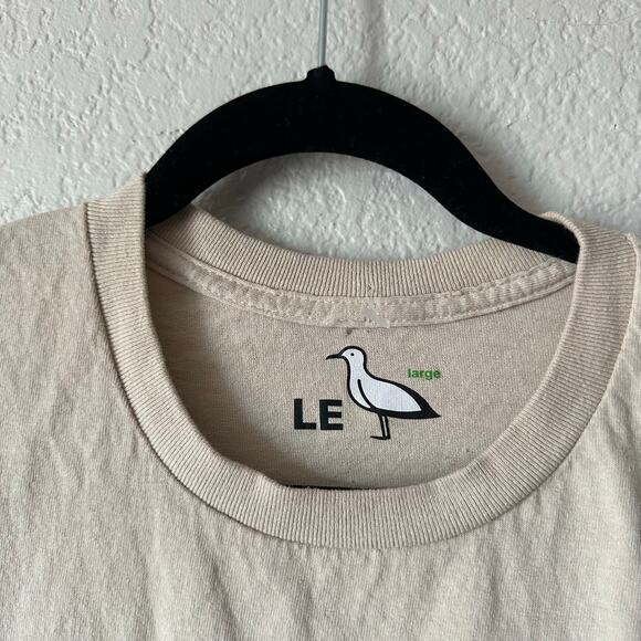 Le Par Tee Crew Neck Statement Tee Beige Size Large - Picture 3 of 4